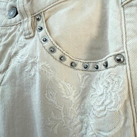 ISABEL MARANT Embroidered Studded Skinny Jeans Beige Cotton Boho Chic FR38 US 6 - Picture 6 of 9